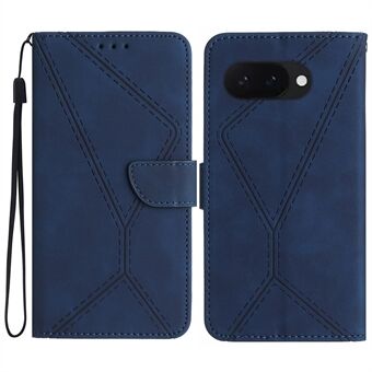 HT05 For Google Pixel 9a Etui Skinnfølelse Linjer PU Skinn Flip Telefon Deksel