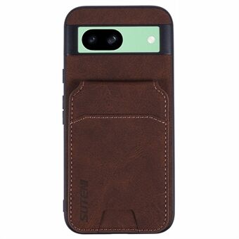 SUTENI H02 For Google Pixel 8a Etui Kortspor Stativ Litchitekstur Skinn+TPU Deksel