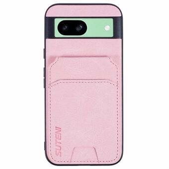 SUTENI H02 For Google Pixel 8a Etui Med Kortspor Stativ Litchi-tekstur Skinn+TPU Deksel