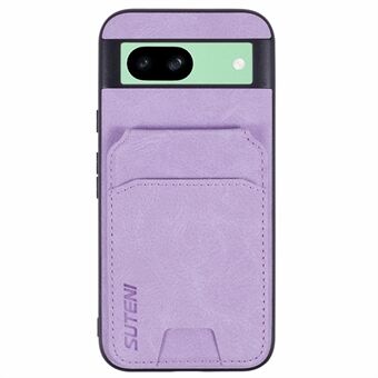 SUTENI H02 For Google Pixel 8a Etui Kortholder Kickstand Litchi Tekstur Lær+TPU Deksel