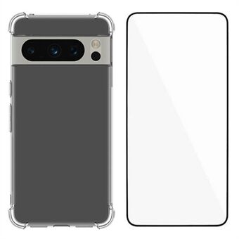 WANLONFENG WL-serien for Google Pixel 8 Pro-deksel 2,0 mm klart TPU-deksel med herdet glassfilm (stort linsehull)