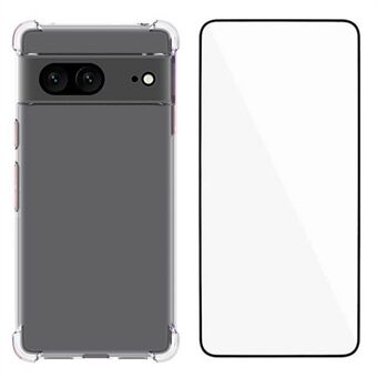 WANLONFENG WL-serien for Google Pixel 7 5G-etui 2,0 mm klar TPU-deksel med herdet glassfilm (stor linsehull)