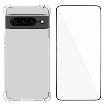 WANLONFENG WL-serien for Google Pixel 7 Pro 5G Etui 2,0 mm Klar TPU-deksel med Herdet Glass Film (Stort Linsehull)