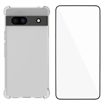 WANLONFENG WL Series for Google Pixel 7a Etui 2,0mm Klar TPU Deksel med Herdet Glassfilm (Stor Linsehull)