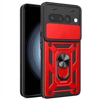 For Google Pixel 7 Pro 5G Etui med Skyvbart Kameradeksel PC+TPU Stativ Telefondeksel