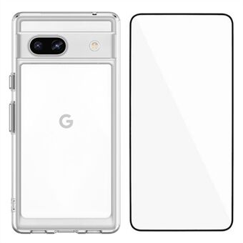 WANLONFENG MF-serien for Google Pixel 7a deksel TPU+Acrylic gjennomsiktig telefontrekk med herdet glassfilm