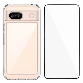 WANLONFENG MF-serien for Google Pixel 8a-etui TPU+akryl klart telefondeksel med herdet glassfilm