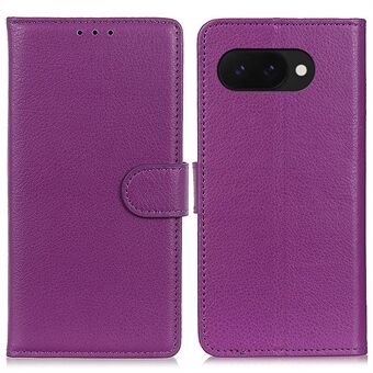 For Google Pixel 9a Lommebok Etui PU Skinn Telefon Deksel Litchi Tekstur