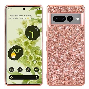 For Google Pixel 7 Pro 5G skin glitter paljetter telefonbeskyttende deksel elektroplatering TPU-ramme hard PC bakdeksel.