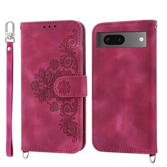 For Google Pixel 7 5G Imprinted Flowers Phone Case Skin-Touch PU Leather Stand Multiple Card Slots Wallet Cover with Wrist Strap and Shoulder Strap:

For Google Pixel 7 5G Innpresentasjonsblomster Telefonveske med skinn-berøring PU-lær Stativ Flere kortsp