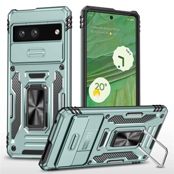 Telefondeksel for Google Pixel 7 5G Armor-serien - Hardt PC-materiale og myk TPU, støtsikker, med ståstativ og skyvbart kameradeksel.