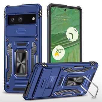 Telefondeksel for Google Pixel 7 5G Armor-serien. Støtdempende deksel laget av hard PC og myk TPU, med støtteben og skyvbart kameradeksel.