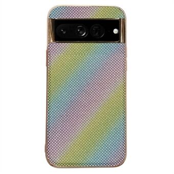 For Google Pixel 6 Pro 5G Stilig Glitter Nano Elektroplatering Telefon Deksel PU Lærbelagt TPU Støtsikker Bakdeksel