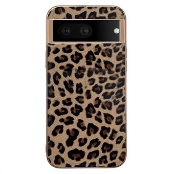 Leopardmønster Telefonveske for Google Pixel 6a, støtdempende etui i elektroplaterende TPU+PU skinn.