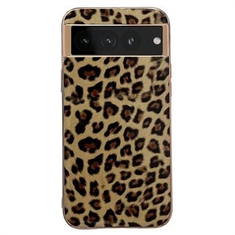 Elektroplateringsstøtsikker etui for Google Pixel 7 Pro 5G leopardmønstret telefonetui, anti-fall TPU+PU lærtelefonbeskytter.