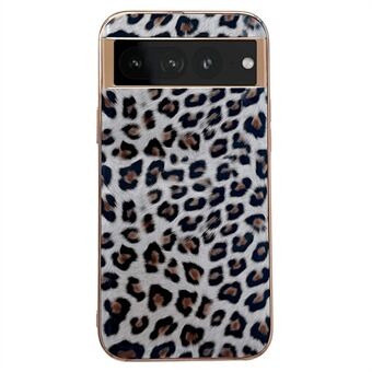 Elektroplate Sklisikker etui for Google Pixel 7 Pro 5G med leopardmønster Mobildeksel Anti-fall TPU+PU Lær Mobilbeskytter