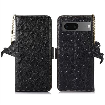 For Google Pixel 7 Pro 5G Drop-proof RFID Blocking Phone Cover Ostrich Pattern Genuine Cowhide Leather Side Magnetic Closure Phone Case Stand Wallet

For Google Pixel 7 Pro 5G Slagfast RFID-blokkerende telefondeksel i strutsemønster, ekte kukskinn på side