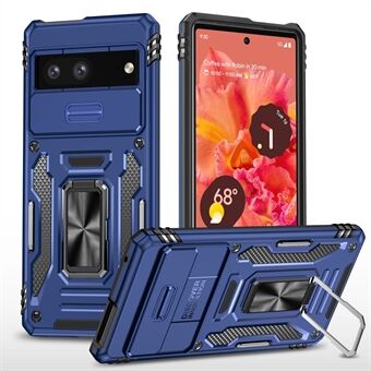 Støtsikker telefonveske for Google Pixel 7a, Armor-serien med PC + TPU-beskyttende bakdeksel og stativ.