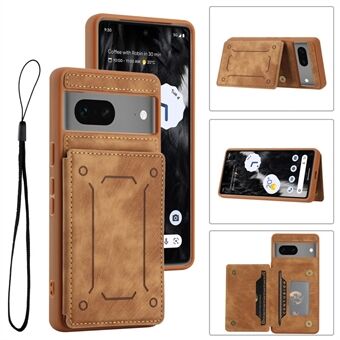 For Google Pixel 7 5G Dual Card Holder PU Leather Coated TPU Phone Case Kickstand Magnetic Cover:

For Google Pixel 7 5G med dobbelkort holder. Mobilveske laget av PU-lær og TPU, med stativ og magnetisk lukking.