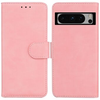 Telefon-etui for Google Pixel 8 Pro i ensfarge PU-skinn. Støtsikker lommebokstativ for mobiltelefon.