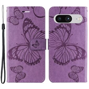 KT imprægnerer Flower Series-2 til Google Pixel 8 PU lær lommebokveske sommerfuglblomst imprinted støtte telefondeksel.