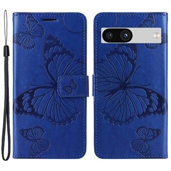 KT Imprinting Blomster Serie-2 For Google Pixel 7a PU Skinnstativdeksel Sommerfugl Blomster Trykt Lommeboktelefon Etui