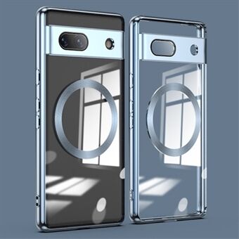 Magnetisk transparent deksel for Google Pixel 7a, TPU-elektroplatert telefonveske med linsebeskytter