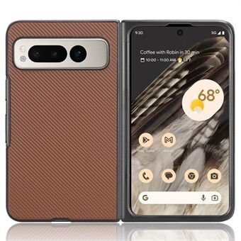 For Google Pixel Fold karbonfiber tekstur, ripesikker telefonveske med PU-lærbelagt PC-bakdeksel.