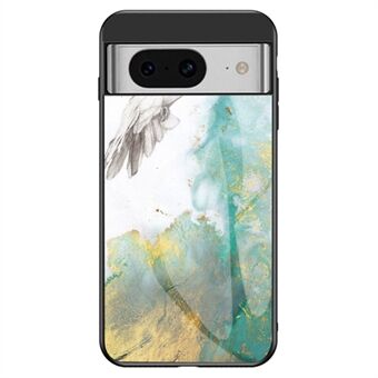 For Google Pixel 8 med marmor mønster herdet glassetui PC+TPU beskyttende telefondeksel.