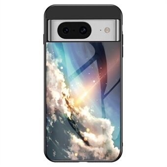 For Google Pixel 8 Telefondekselet med stjernesky mønster av Herdet Glass+PC+TPU som motstår riper.