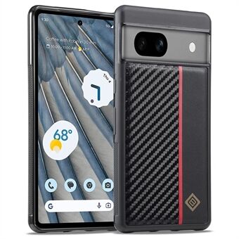 LC.IMEEKE Karbonfiber Tekstur-telefondeksel for Google Pixel 8, PU-lær-belegg TPU+EVA Hybridcover