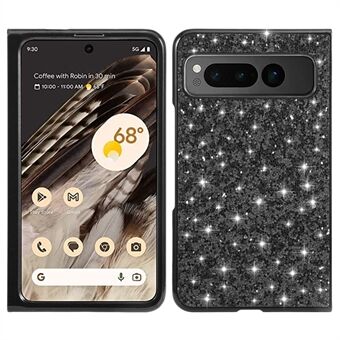 For Google Pixel Fold Elektroplateringssramme + Hard PC-etui med glittersekvenser til mobiltelefon