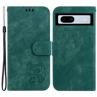 For Google Pixel 7a Wallet-etui med håndreim, trykt tiger-mønster, PU-skinn, stativ-telefondeksel.