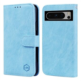 For Google Pixel 8 Pro Solid Color PU Leather Wallet Case Velbeskyttet Mobiltelefonstativ Deksel