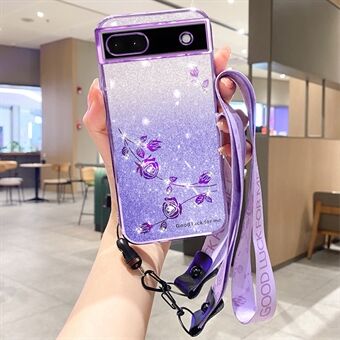 KADEM For Google Pixel 7a Etui Mobiltelefon Glitter TPU-deksel med Stropp