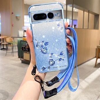 KADEM For Google Pixel 7 Pro 5G Case - Deksel med glitter og stropp, beskytter mot riper.