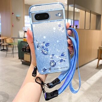 KADEM for Google Pixel 8-etui TPU Glitter Smarttelefon bakdeksel med stropp