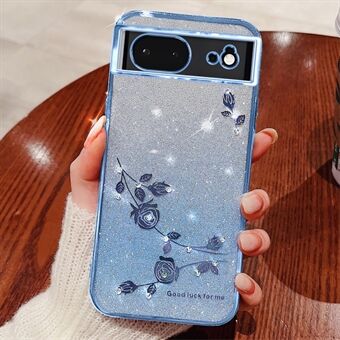 KADEM for Google Pixel 6 TPU-etui med rhinestone-blomstergradient mobildeksel