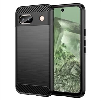 For Google Pixel 8a etui tynn TPU mobildeksel Karbonfiber teksturert skall