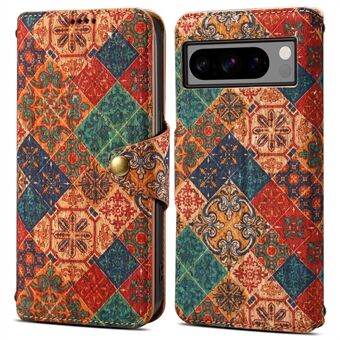 For Google Pixel 8 Pro etui med blomstermønster i PU-skinn + TPU, lommebokstativ for telefonen.