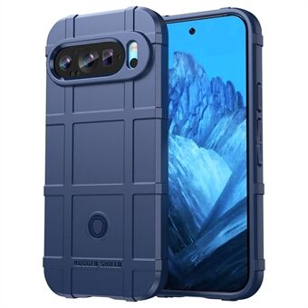 For Google Pixel 9 Pro XL TPU-etui med firkantet rutenetstekstur til mobiltelefon.