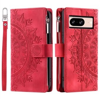 For Google Pixel 9 / Pixel 9 Pro PU Skinn Etui Mandala Blomstermønster Telefon Deksel Lommebok