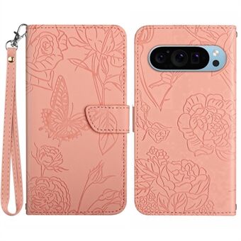 HT03 for Google Pixel 9 / Pixel 9 Pro etui Sommerfugl Blomster Støtsikker Telefondeksel Lommebok