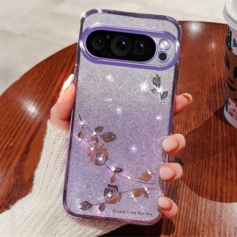 KADEM for Google Pixel 9 / Pixel 9 Pro Case TPU-deksel Rhinestone Flower Phone Protector Gradient Color Design