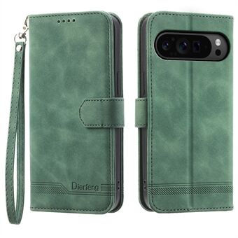 DIERFENG DF-03 Flip-lommebokdeksel for Google Pixel 9 Pro XL-etuier med påtrykt stativ mobil lærskall