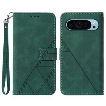 YB Imprinting Series-1 for Google Pixel 9 / Pixel 9 Pro deksel med håndleddsreim PU Skinn Lommebok Telefoncover.