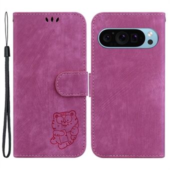 For Google Pixel 9 Pro XL-etui Søtt tigeravtrykk Lommebok I Imprint Skinn Fall-Bevis Telefondeksel