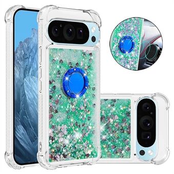 YB Quicksand Series-7 for Google Pixel 9 Pro XL-deksel med ringstøtteben og glitrende paljetter i TPU-materiale.