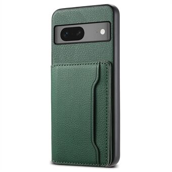 For Google Pixel 7 5G Kickstand etui i lær+PC+TPU Hybrid Mobildeksel med kortspor