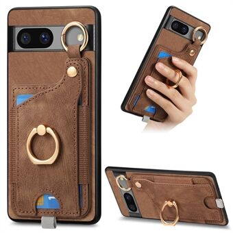 For Google Pixel 7a Case Kortholder Telefonbakdeksel med Ring Kickstand